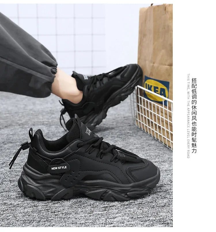 Men Sneakers Mesh Men Shoes PU Leather Platform Casual Sneakers Increased Vulcanized Shoes Light Running Shoes Tenis Masculino