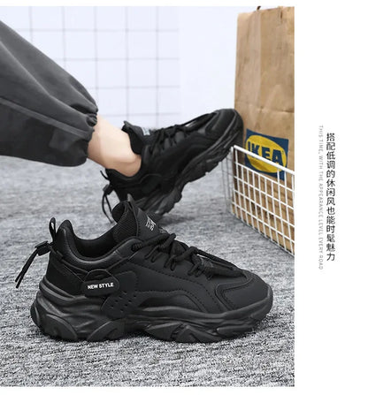 Men Sneakers Mesh Men Shoes PU Leather Platform Casual Sneakers Increased Vulcanized Shoes Light Running Shoes Tenis Masculino