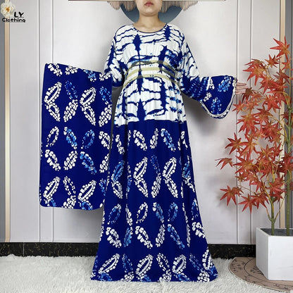 New Women Party Dress Dubai Muslim Summer Cotton Long Sleeve Collect Waist Boubou Maxi Islam Women Elegant Dress African Abaya