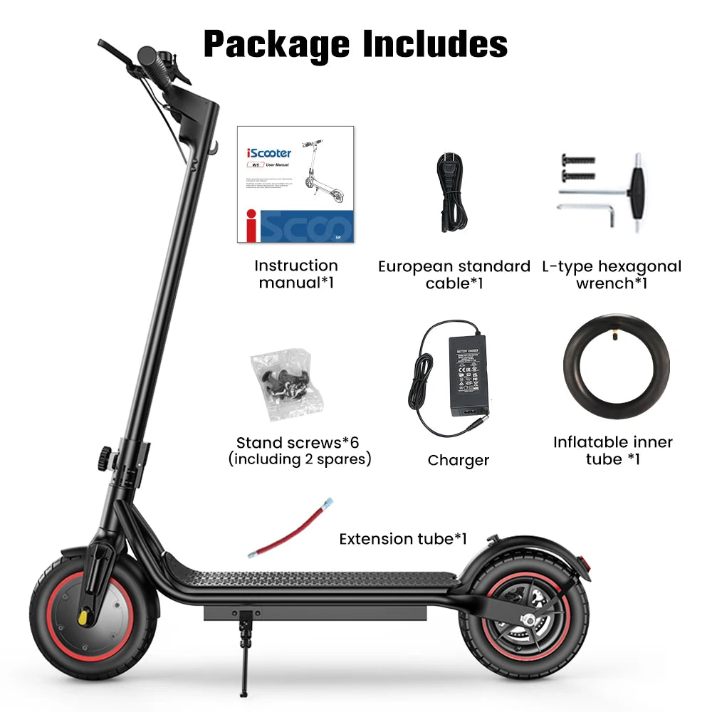 IScooter W6 Adult E-scooter 500W Motor 36V 7.8Ah Battery 35km/h Max Speed Support APP 30km Long Range City Electric Scooters.