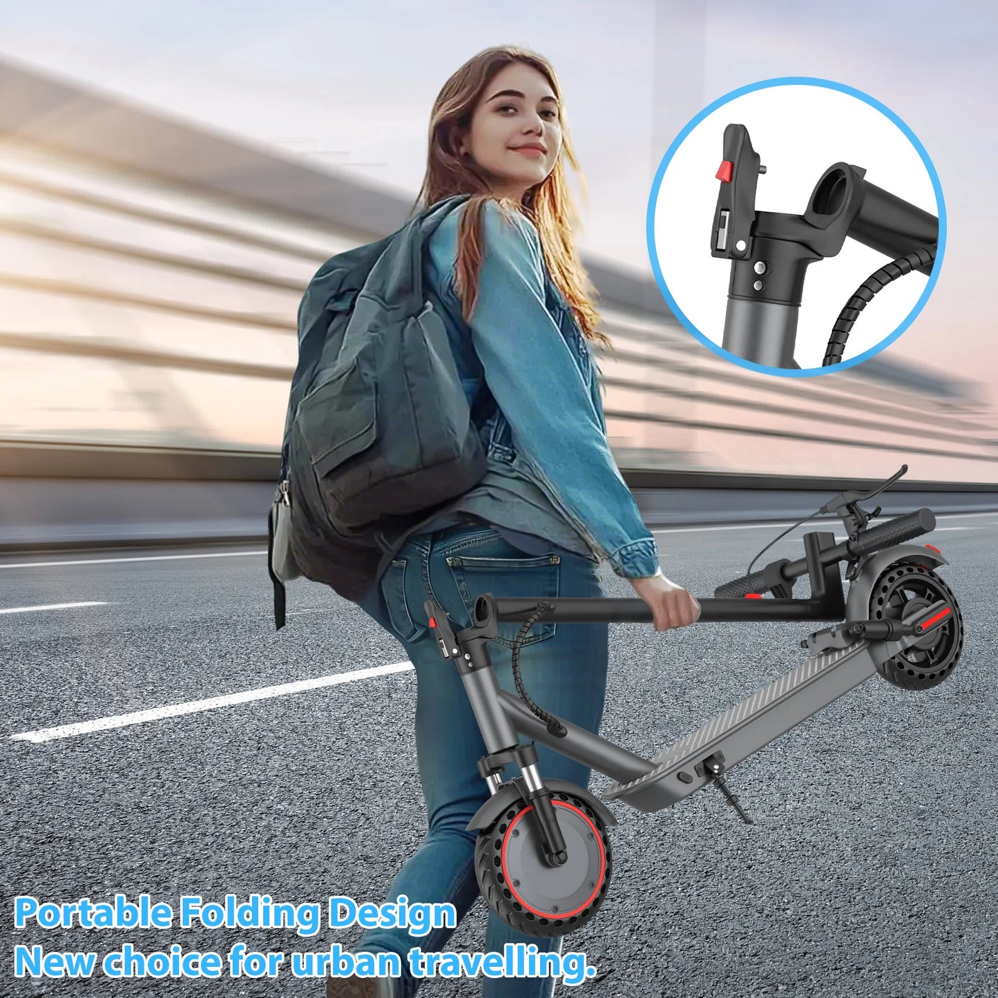 ATSANT LP10 Electric Scooter 500W Powerful Motor 42V10.5Ah 35KM/H 35KM Long Range 10Inch Tyre with APP Shock Absorbing EScooter.