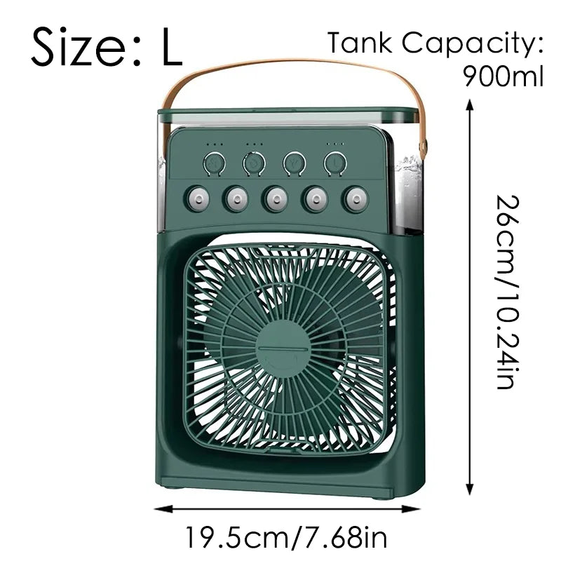 Portable Mini Fan 3 in 1 Cooler Home House LED USB Desk Bedroom Indoor Air Conditioner Humidifier Fans Summer Cool Living Room