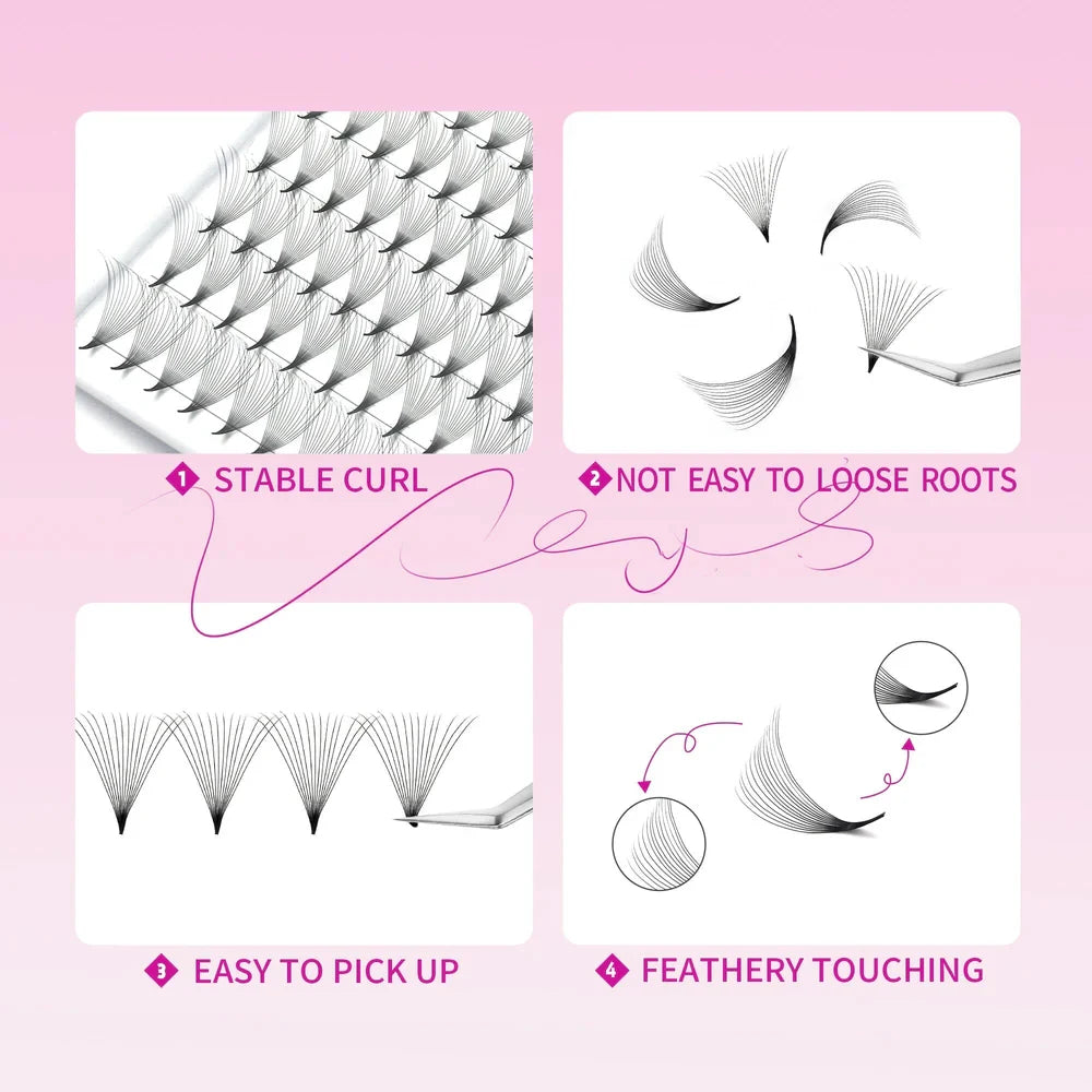 Veyes Inc NarrowPro Premade Fans Lashes Fans Veyelash 320 Fans 14D 16D Slim Thin Pointy Base Soft Russian Volume Fans Lash.