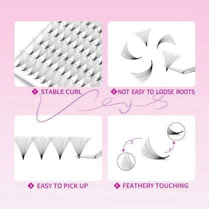 Veyes Inc NarrowPro Premade Fans Lashes Fans Veyelash 320 Fans 14D 16D Slim Thin Pointy Base Soft Russian Volume Fans Lash.