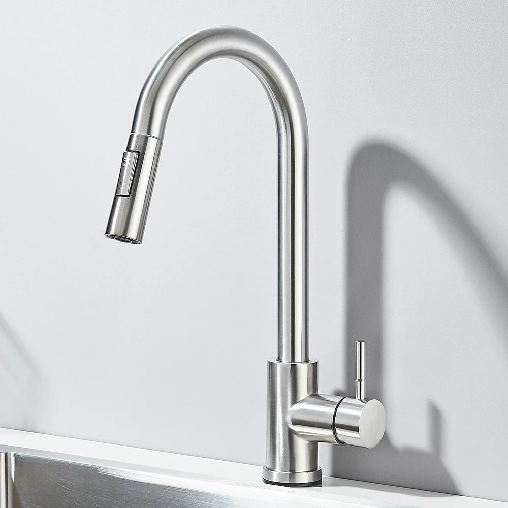 Black Pull Out Kitchen Faucet Deck Mounted Flexible Hot And Cold Water Kitchen Sink Mixer Tap With Stream Shower Modes Nozzle