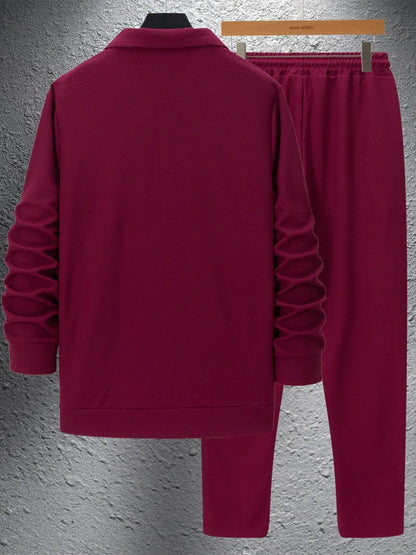 The new 2025 spring and autumn sports men's youth popular solid color jacket jacket trousers two leisure sports suit.