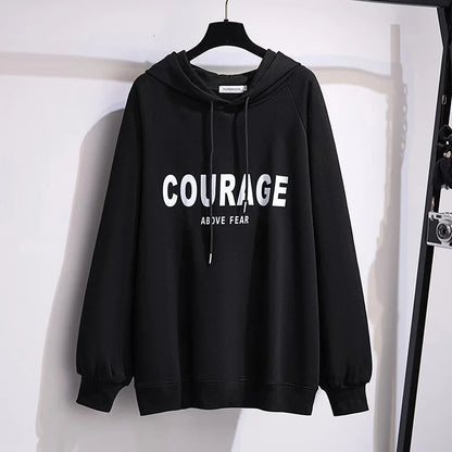 175 kg Plus Size Damen Büste 170 Frühling Herbst Lose Brief Kapuzenpullover Sweatshirt Schwarz Rot Weiß 4XL 5XL 6XL 7XL 8XL 9XL