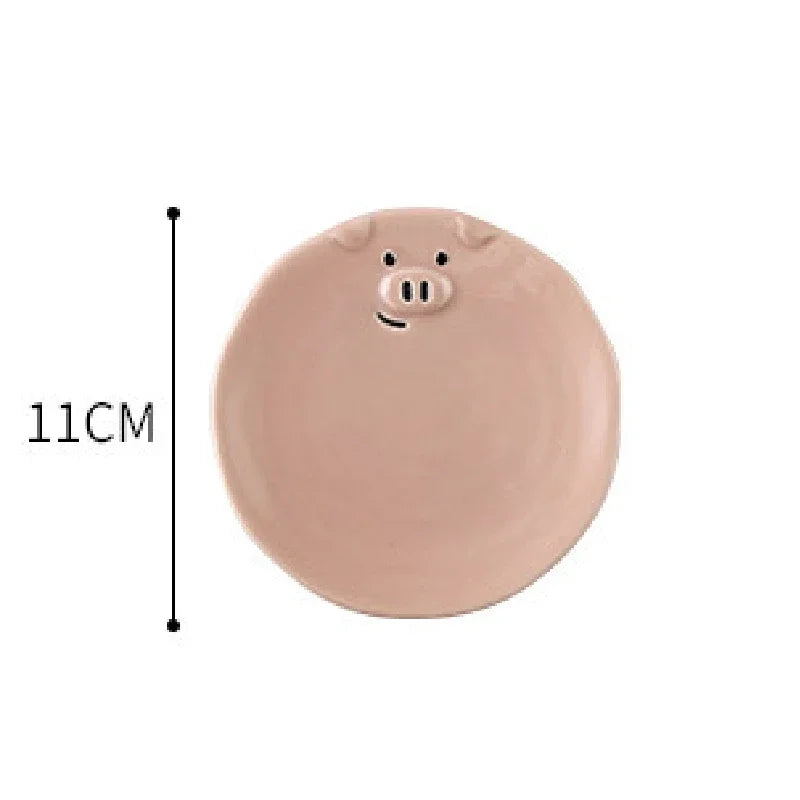 European Creative Cute Pink Pig Tableware Dishes Home Ceramic Plate Breakfast Nordic Wind Irregular Matte Plate Kitchen Utensils.