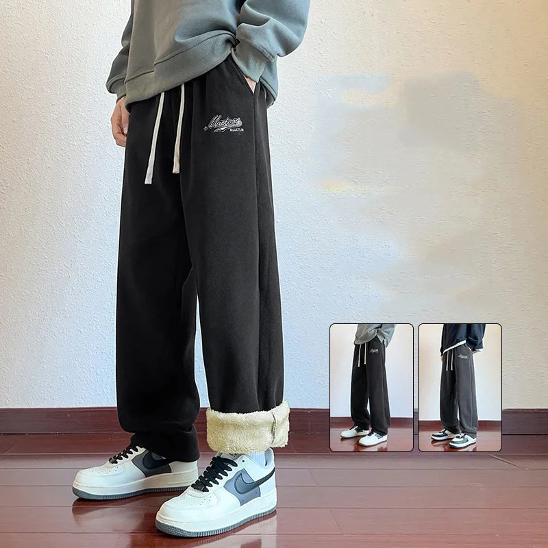 M-7XL Large Size Men's Down Pants Winter 2024 New Thick Lamb Down Casual Low-waist Cotton Pants Oversized Warm Straight Joggers.