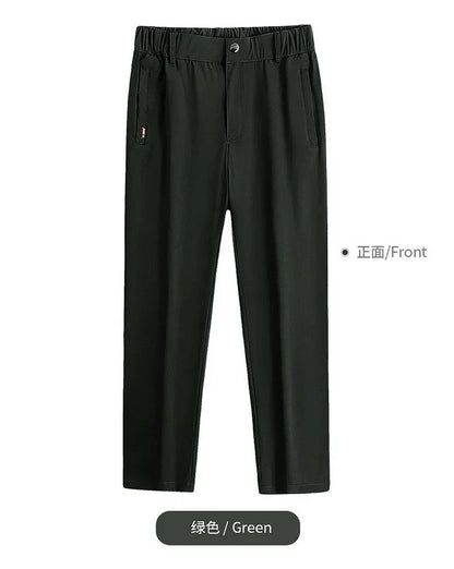 Ice Silk Men's Summer Pants Elastic Waist Straight Leg Trouser Male Quick Dry Big Size Large Plus Stretch 6XL 7XL Work Outdoor