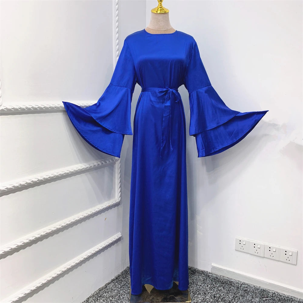 Ramadan Eid Satin Abaya Damen Dubai Islam Prayer Clothes Women Muslim Modest Dress Kebaya Kaftan Robe Vestidos Musulmanes Femme.
