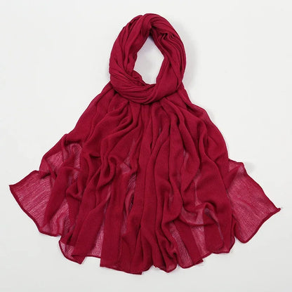 New Crinkle Rayon Hijab Muslim Scarf Women Solid Shawl Big Size Headscarf Islamic Turban Plain Foulard Headband Wrap.