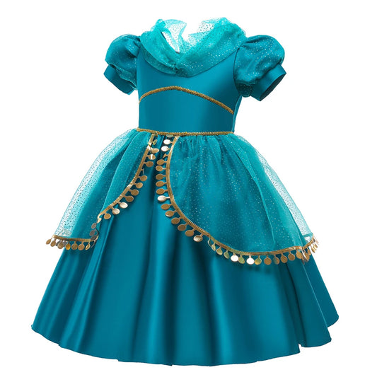 Disney Prinzessin Jasmin Kleid Kinder Cosplay Aladin und die Wunderlampe Performance Kostüm Mädchen Halloween Karneval Outfits