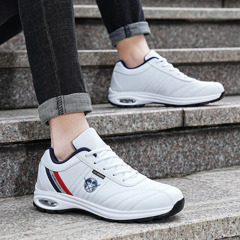 YRZL Mens Running Shoes Casual Outdoors Sneakers Breathable Sports Shoes Lightweight Non Slip Leather Walking Shoes for Men 2025.