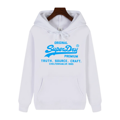 SUPERDRY Brand Men's Autumn and Winter Fashion Casual Hooded Sweatshirt Street Hip-hop Retro Sweatshirt Sports Men's Hoodie.