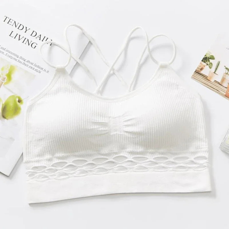 Tube Top Woman Bra Sexy Lingerie Female Fitness Top Cross Strap Seamless Underwear Active Bra Women's Intimates.