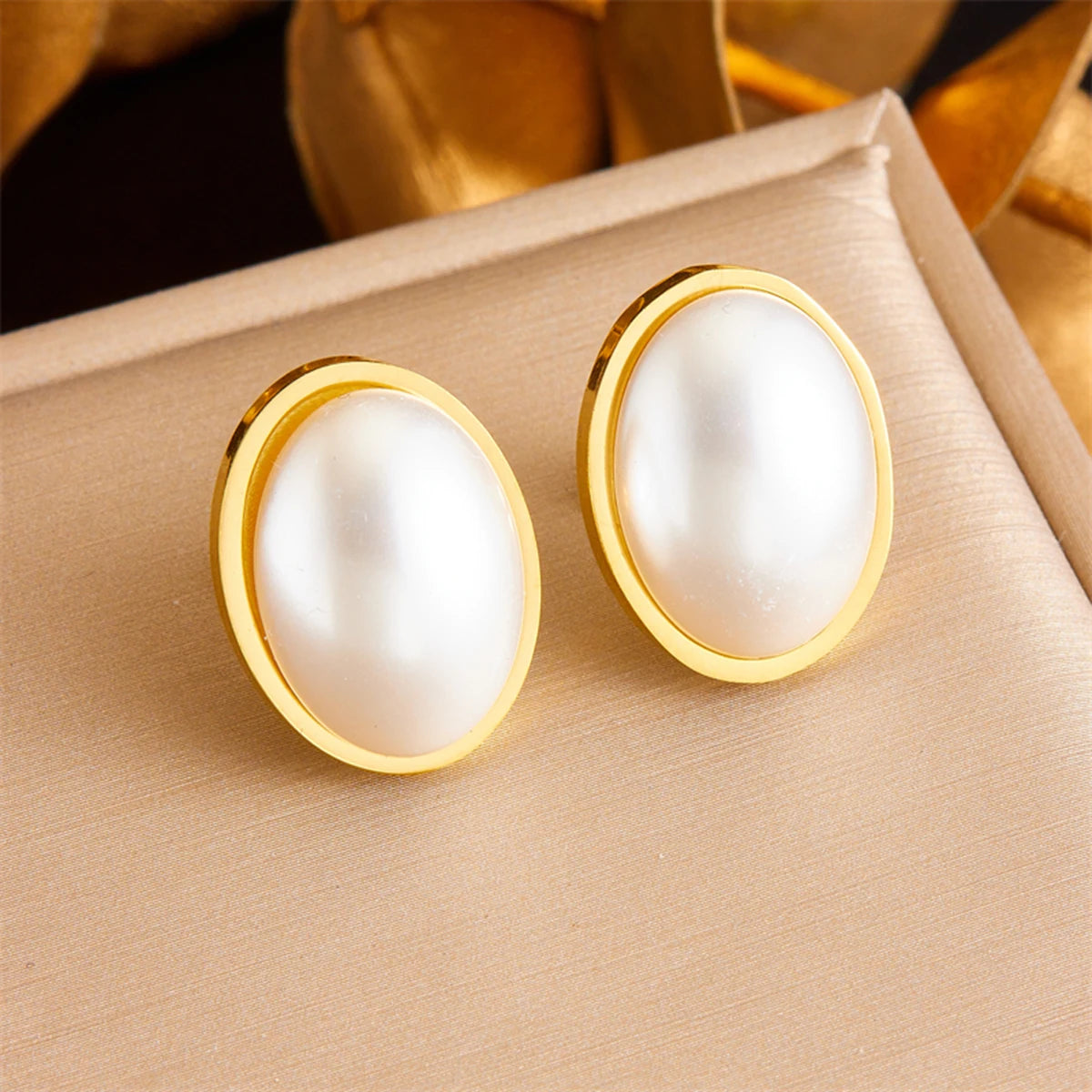 DIEYURO 316L Stainless Steel Love Pearl Round Square Fan Shaped Irregular Design Earrings Women New Trend Ear Jewelry Gift Party.