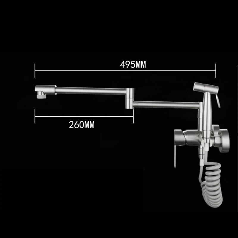 KEMAIDI Pot Filler Faucet Wall Mount Folding Faucet 2 Handle with Double Joint Swing Arms Brass Commercial Kitchen Faucets