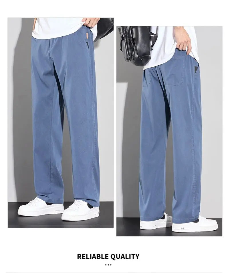 2025 Summer Thin Men's Soft Lyocell Casual Pants Breathable Fashion Solid Color Simple Male Trousers Brand Clothing.