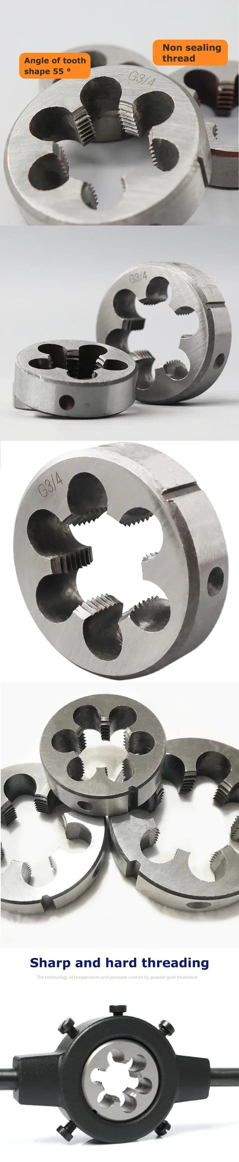 LIYU Rohrgewindeform, metrische runde Matrizen, G-Schneidwerkzeug für die rechte Hand, legierter Stahl, G1/16 G1/8 G1/4 G3/8 G1/2 G5/8 G3/4 G7/8 G1''