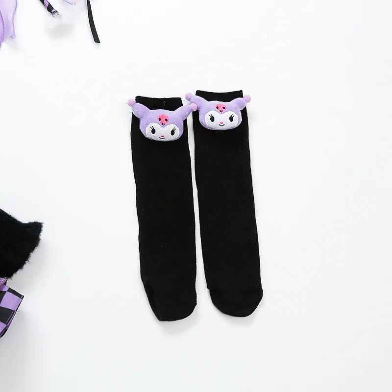 Anime Kuromi Lolita Kleid und Umhang Set Strickpullover Spleißen Mesh Prinzessin Kleid Partykleid Herbst Winter Urlaub Geschenk