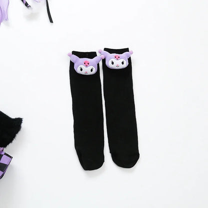 Anime Kuromi Lolita Kleid und Umhang Set Strickpullover Spleißen Mesh Prinzessin Kleid Partykleid Herbst Winter Urlaub Geschenk