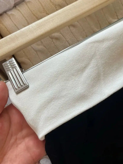 New Basic Black T-shirt Pants Sets Women O-neck Slim Tees+ Patchwork Yoga Sweatpants Solid Vintage Cotton Sport 2 Pieces Sets.