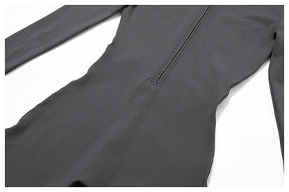 Spring Summer Thin Quick Dry One-Piece Aerial Yoga Suit Long Sleeve Fitness Sports Bodysuit Women Elastic No Mat