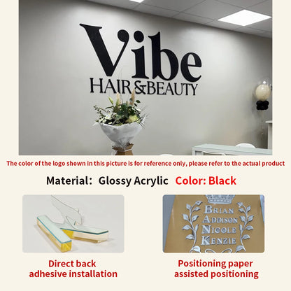 Personalized Large Business Sign Wall Mounted Acrylic 3D Logo Sign Custom Wall Art Beauty Salon Shop Bar Decor Home Decorations.
