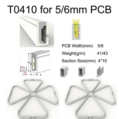 LED Silicone Neon Tube T0511 T0513 T0515 T0308 Flexible Protection Cover Transparent Matte Black Milky For 6-12mm WS2812  Strip.
