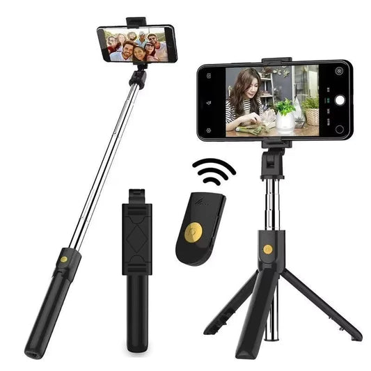 3 In 1 Foldable Portable Selfie Stick Tripods With Shutter Remote Control For iPhone Samsung Xiaomi Phones Live Video Streaming.