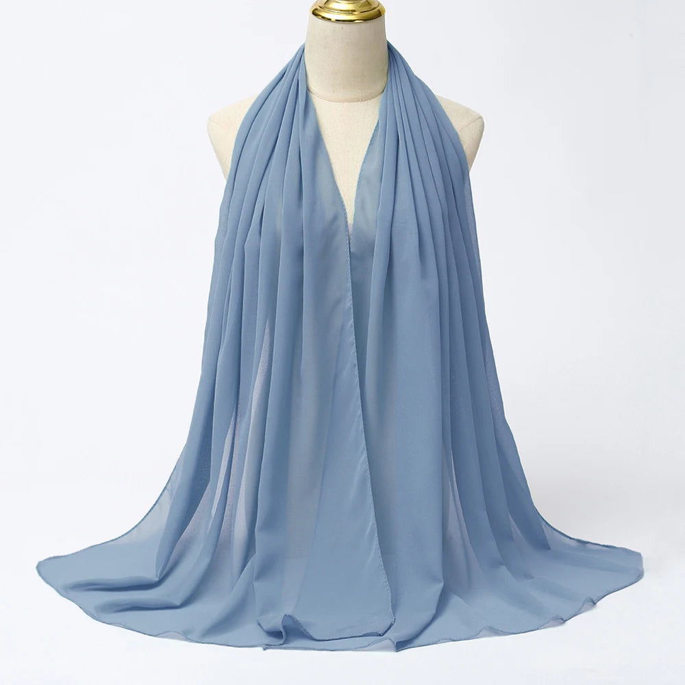 Muslim Chiffon Hijab Scarf Women Long Solid Color Head Wrap For Women Hijabs Scarves Ladies Muslim Veil Jersey Hijabs