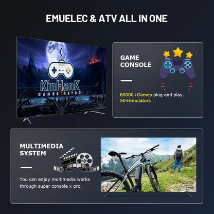 KINHANK Super Console X Pro Retro Game Console Support 50 Emulators 60000 Video Games for DC/MAME/Naomi with Gamepads Kid Gift.