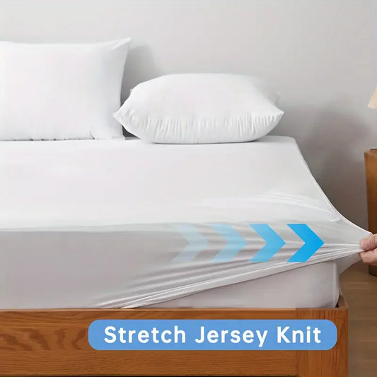1pc Waterproof Mattress Protector Cover, Ultra-Soft Breathable Knitted Fitted Sheet for Bed, Bedroom Essentials.
