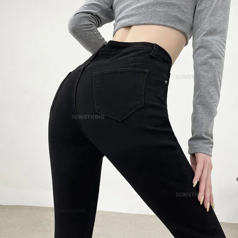 Spring and Summer Women's Casual Office Tight Solid Color Jeans Stretch Sexy Fashionable Classic Slim Fit Denim Pants Female.