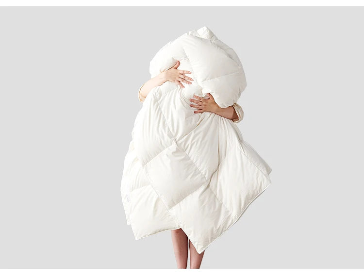 Goodnight Kiss 100% White Duck Down Comforter Lightweight Spring Autumn Blanket Quilt Soft Luxury Warm Winter Duvet Insert.