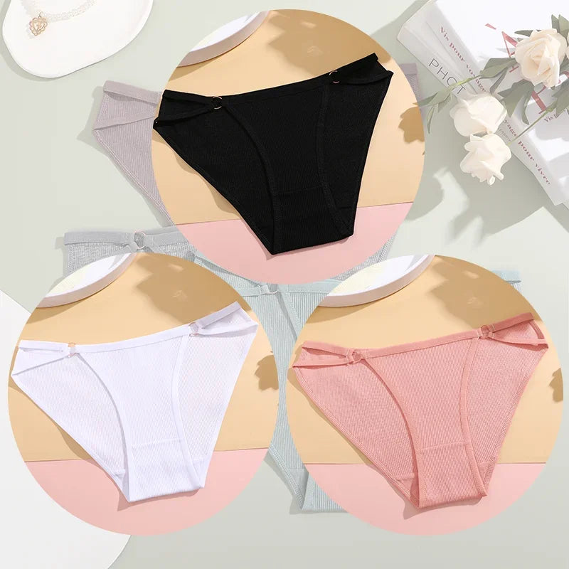 3PCS Women's Panties Sexy Breathable Underwear Comfortable Lingerie Cotton Striped Briefs Fashion Cozy Underpants Sale.
