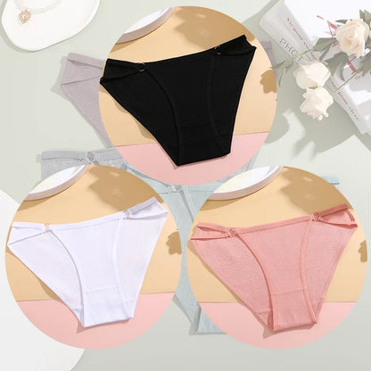 3PCS Women's Panties Sexy Breathable Underwear Comfortable Lingerie Cotton Striped Briefs Fashion Cozy Underpants Sale.