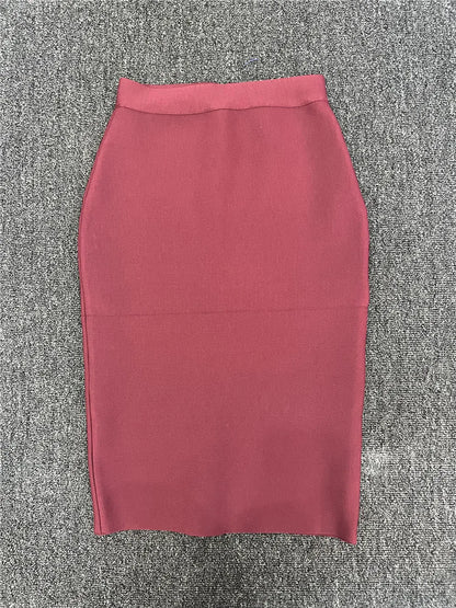 60CM Knee Length Summer Bandage Skirts For Women Candy Color Bodycon Pencil Skirt Ladies Elegant Office Business Formal XL XXL.