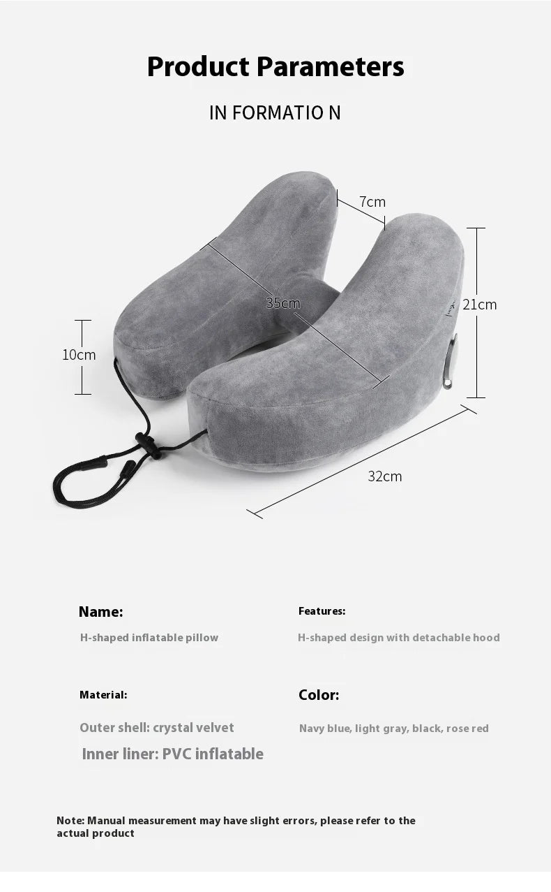 Outdoor U Shaped Memory Foam Neck Pillow Adjustable Portable Multifunctional Airplane Sleeping Support Massage Protection Pillow.