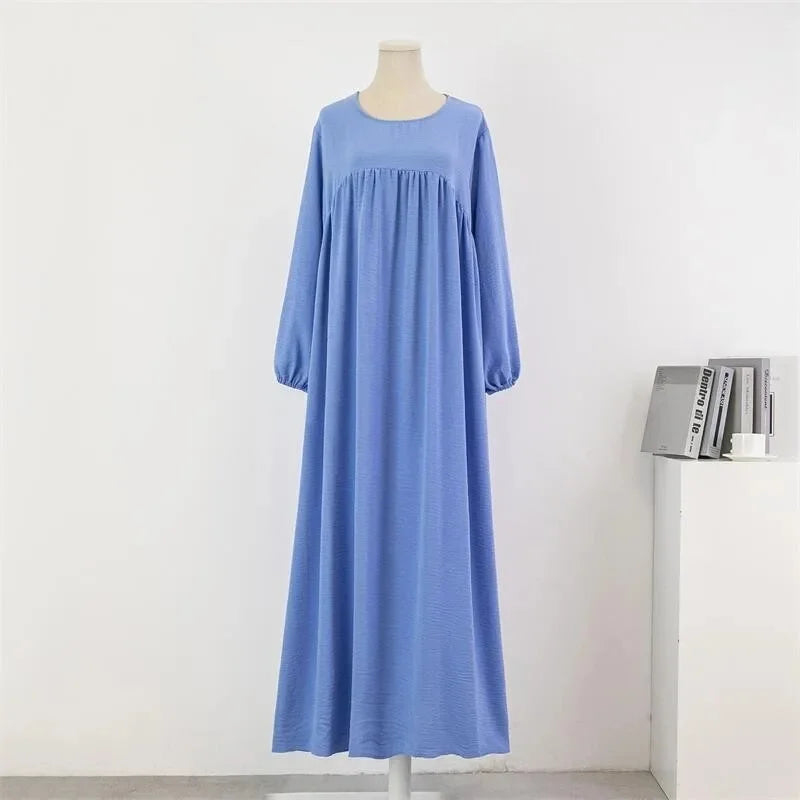 Muslim Loose plus Size Long Sleeve over Knee Pure Color Hooded Gown Spring Autumn Cross Border Fashionable Maxi Dress