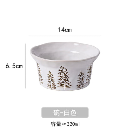 1PC Exquisite Christmas Tableware Ceramic Plates Fruit Salad Plates Breakfast Milk Mugs Household Kitchen Ceramic Noodle Bowls.