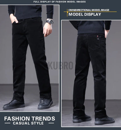 KUBRO High Quality Corduroy Fabric Men's Business Casual Trousers Autumn Korean Style Small Straight Slim Versatile Cargo Pants.