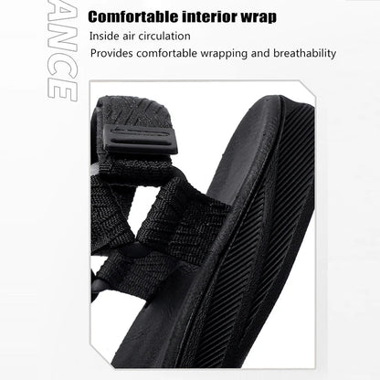 Classic Black Men Sport Sandals Summer Leisure Beach Holiday Sandals Outdoor Antiskid Breathable Flat Sandals Shoes.