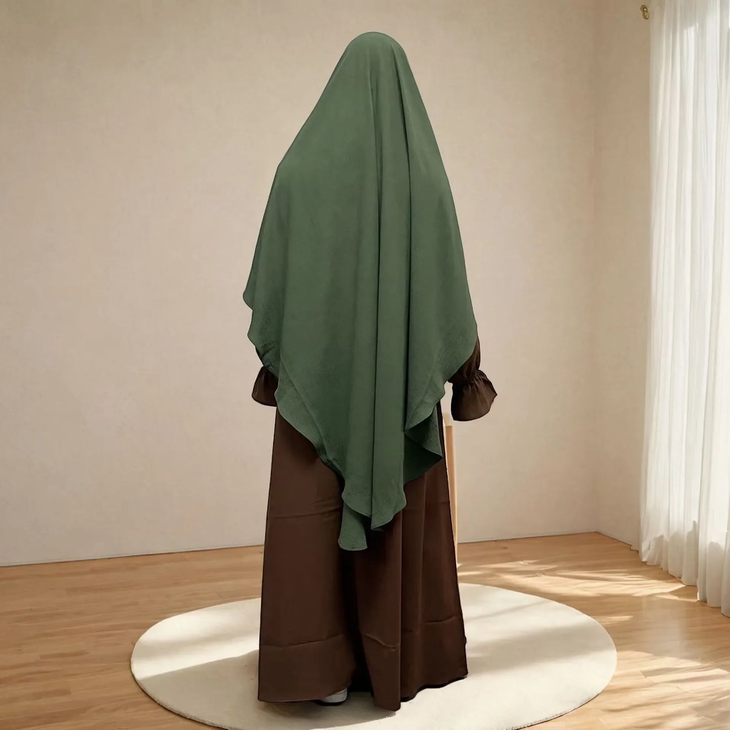 2025 Summer Muslim Women's Hijabs Traditional Soft Plain Scarf Khimar One Layer Stretch Soft Split Traditional Zip Chador.