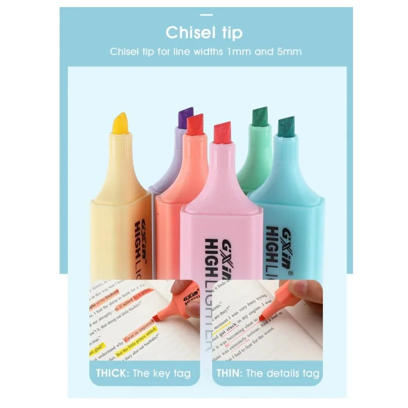 6 PCS Highlighter Marker 6 Fluoreszierende Makronen Farben, Hohe Qualität Rechteckige Marker Student Schreibwaren Büro Schule Kunst Verwenden.