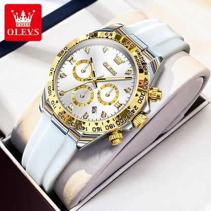 OLEVS Top Luxury Elegant Watch for Women Waterproof Luminous Ladies Watch Light Blue Silicone Strap Quartz Women's Watches Reloj.