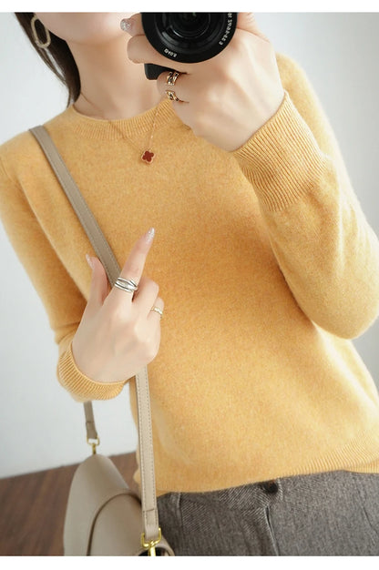 Herbst und Winter Kaschmirpullover Damen Rundhalspullover lässig gestrickt Top Damen kurze Unterwolle Mode 18 Farben