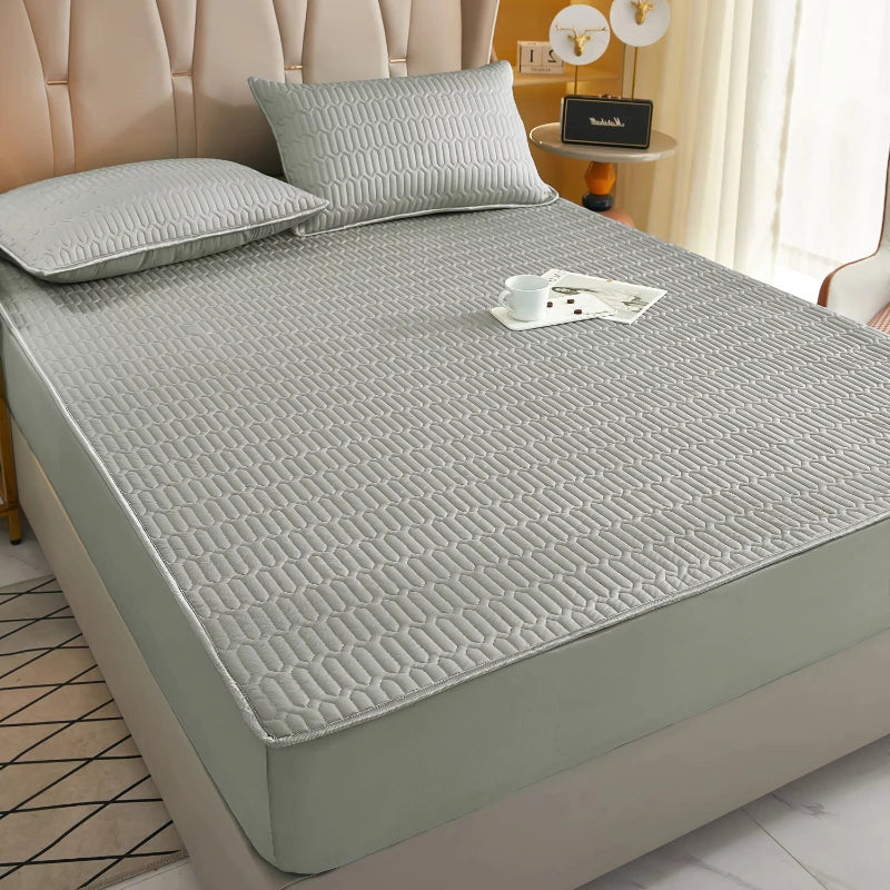 Waterproof Thicken bed Cover Solid color Mattress Protector Skin-Friendly Queen King Double Fitted Sheet Mat 90 140 180x200cm