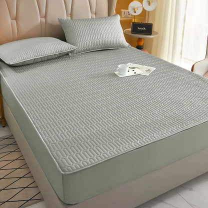 Waterproof Thicken bed Cover Solid color Mattress Protector Skin-Friendly Queen King Double Fitted Sheet Mat 90 140 180x200cm
